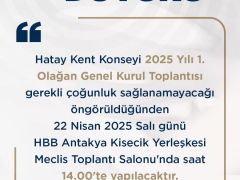 KENT KONSEYİ GENEL KURULU, 22 NİSAN’A ERTELENDİ
