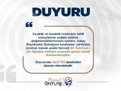 HBB, TOPRAK ANALİZ HİZMETİNİ GEÇİCİ OLARAK ERTELEDİ