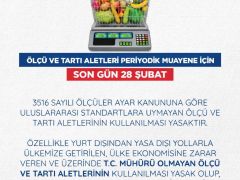 ANTAKYA BELEDİYESİ’NDEN ÖLÇÜ VE ÖLÇÜ ALETLERİ  PERİYODİK MUAYENE DUYURUSU  SON GÜN 28 ŞUBAT!